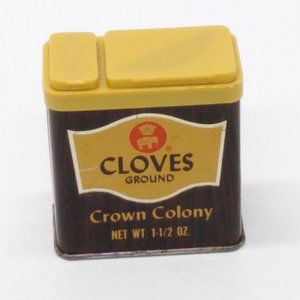 Vintage Crown Colony Cloves Ground Spice Tin Safeway Stores 1975